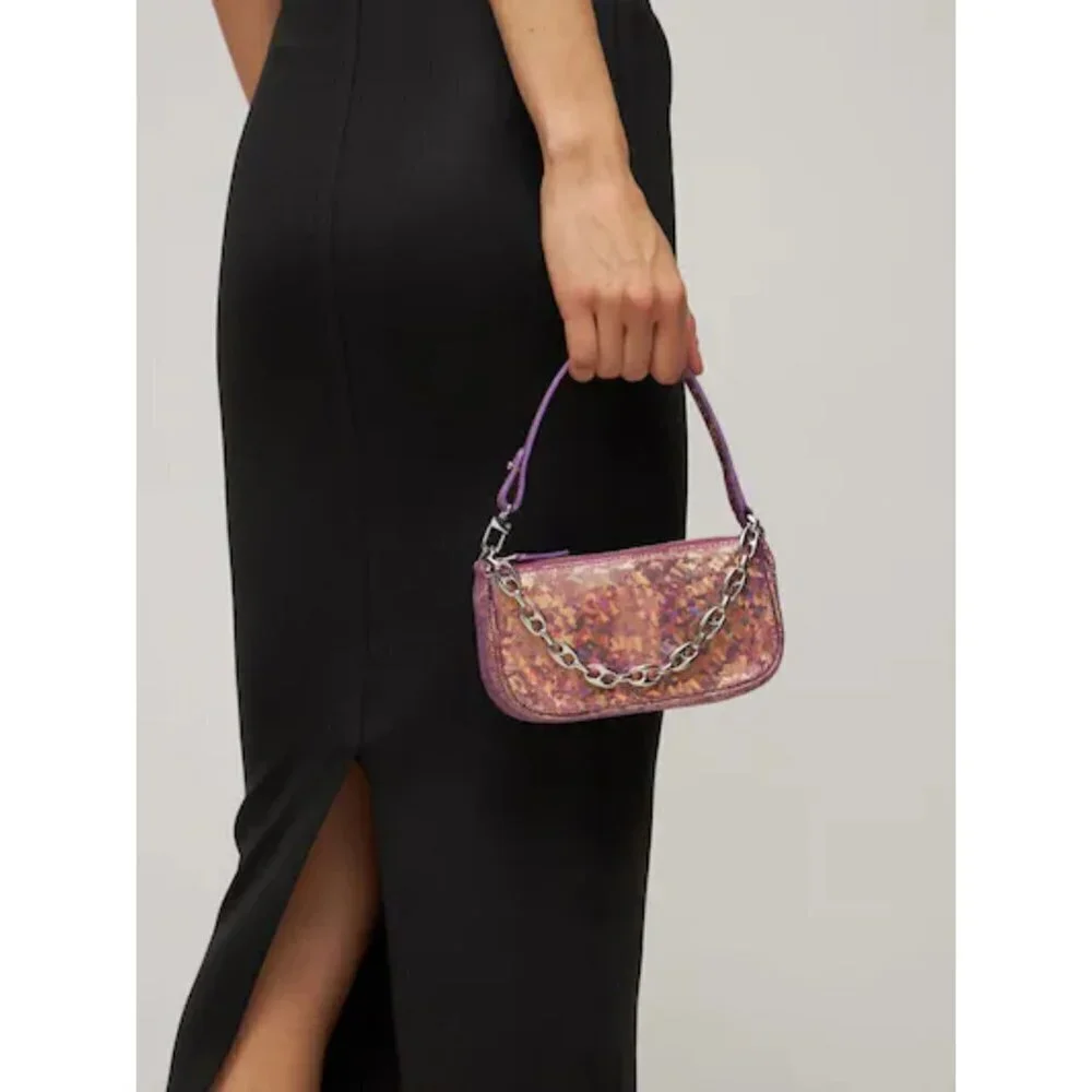BY FAR Mini Rachel Hologram Shoulder Bag- Color Disco Violet - Picture 8 of 8